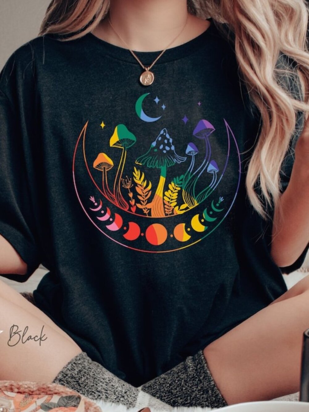Gay Pride Moon Phase Shirt, Queer Magic Mushroom TShirt, LGBTQ Mom Gift